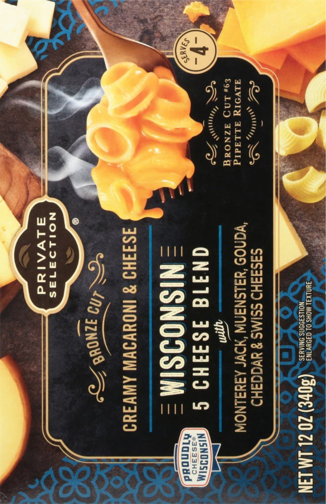 slide 5 of 6, Private Selection Macaroni & Cheese, Creamy, 5 Cheese Blend, Bronze Cut, Wisconsin, 12 oz