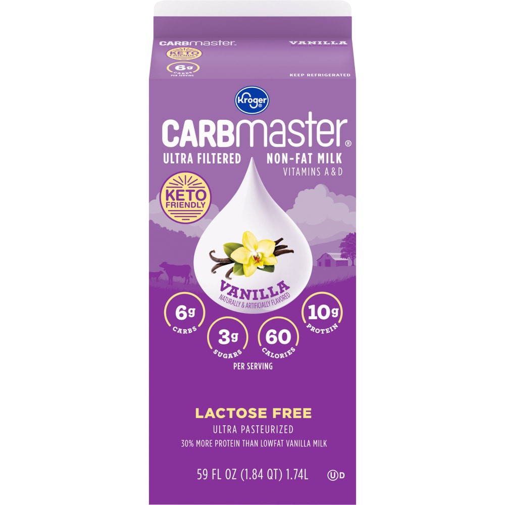 slide 5 of 5, Kroger Carbmaster Ultra Filtered Non-Fat Vanilla Milk, 59 fl oz