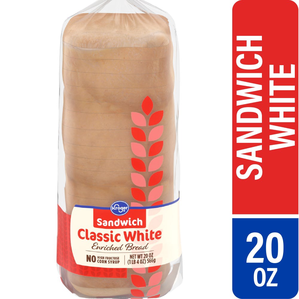 slide 2 of 4, Kroger White Sandwich Bread, 20 oz