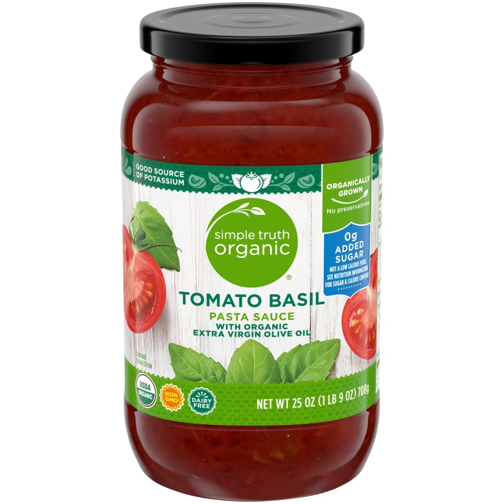 slide 1 of 3, Simple Truth Organic Tomato Basil Pasta Sauce, 25 oz