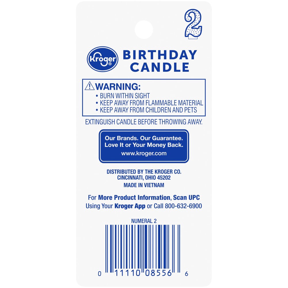 slide 2 of 2, Kroger #2 Numeral Candle, 3 in