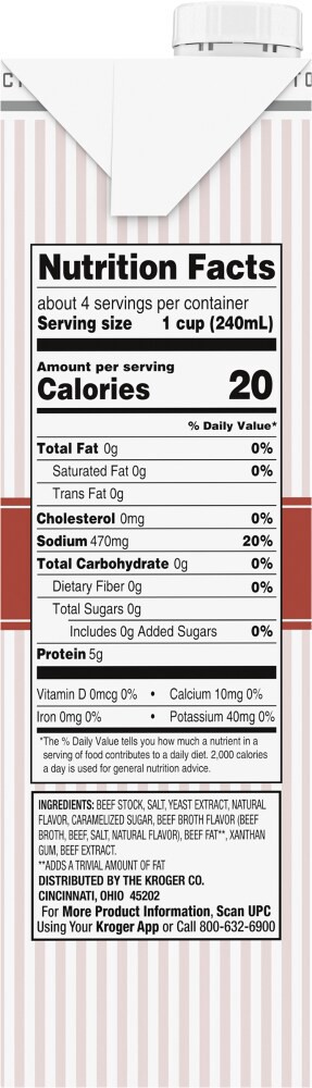 slide 2 of 3, Kroger Fat Free Beef Stock, 32 oz