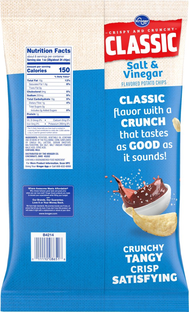 slide 2 of 2, Kroger Salt & Vinegar Potato Chips, 7.75 oz