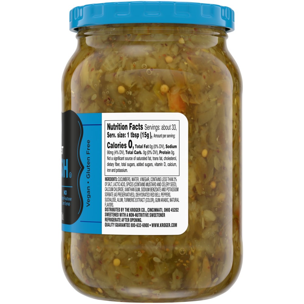 slide 3 of 3, Kroger Sugar Free Sweet Pickle Relish, 16 fl oz