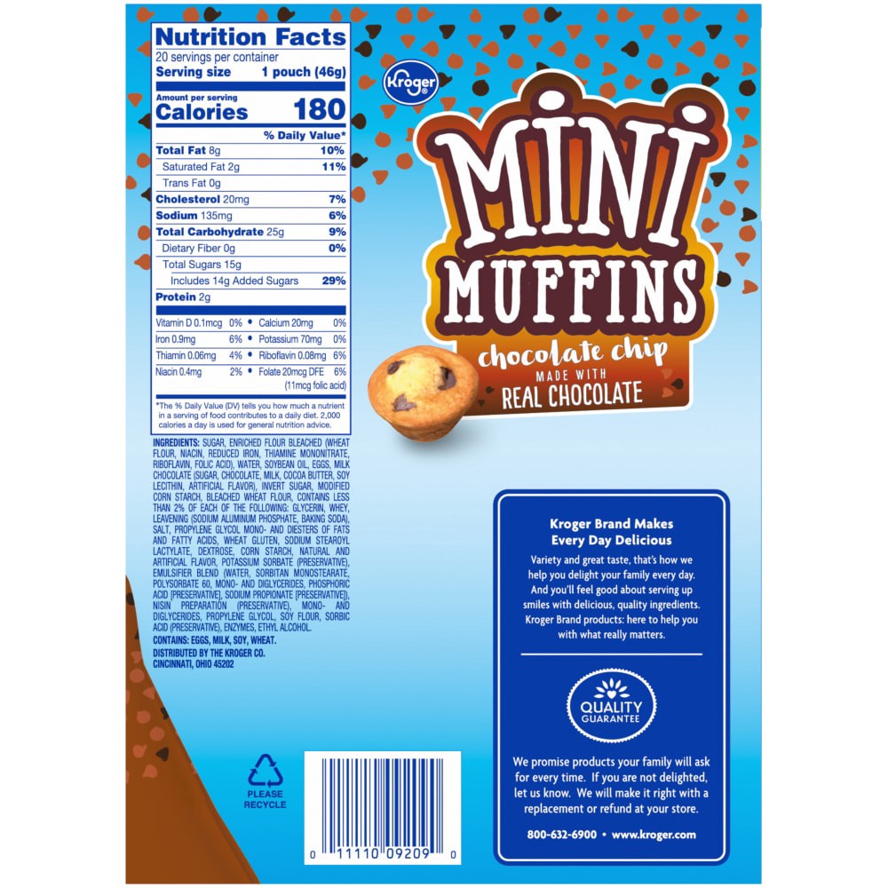 slide 3 of 3, Kroger Chocolate Chip Mini Muffins, 20 ct / 33 oz