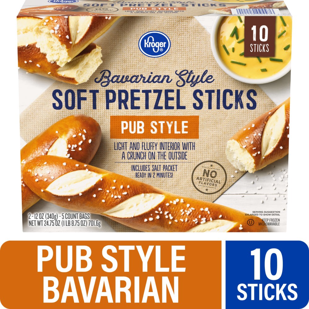 slide 2 of 3, Kroger Bavarian Style Soft Pretzel Sticks, 10 ct / 24.75 oz