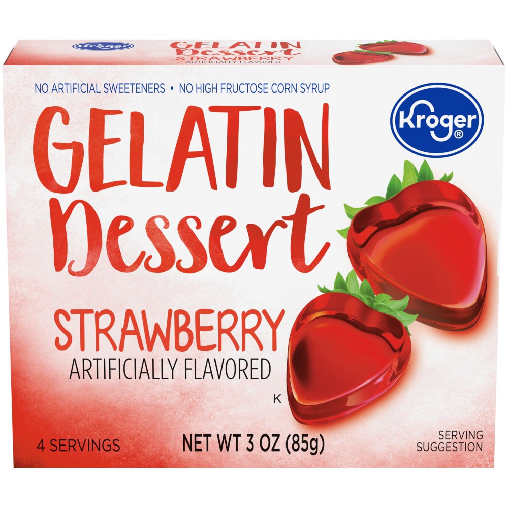 slide 5 of 5, Kroger Strawberry Gelatin Dessert Mix, 3 oz