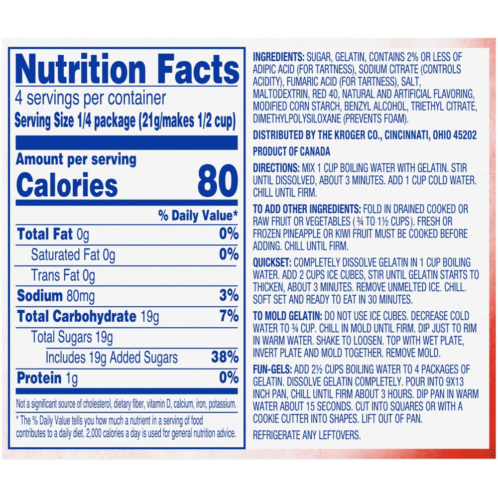 slide 3 of 5, Kroger Strawberry Gelatin Dessert Mix, 3 oz