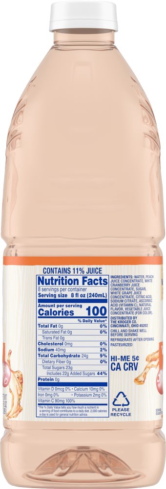 slide 4 of 4, Kroger White Cranberry Peach Juice Cocktail - 64 fl oz, 64 fl oz