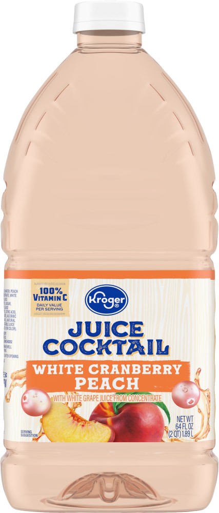 slide 2 of 4, Kroger White Cranberry Peach Juice Cocktail - 64 fl oz, 64 fl oz