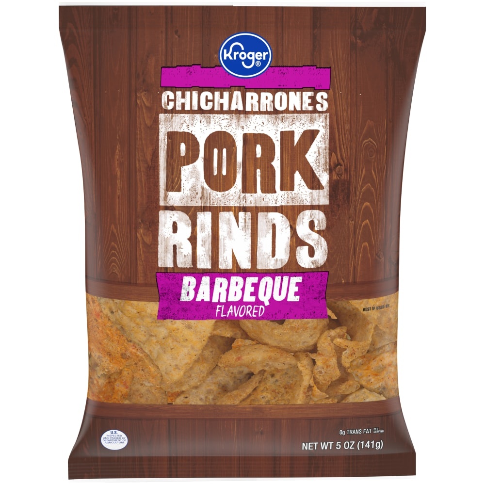 slide 1 of 1, Kroger Chicharrones Barbeque Pork Rinds, 5 oz
