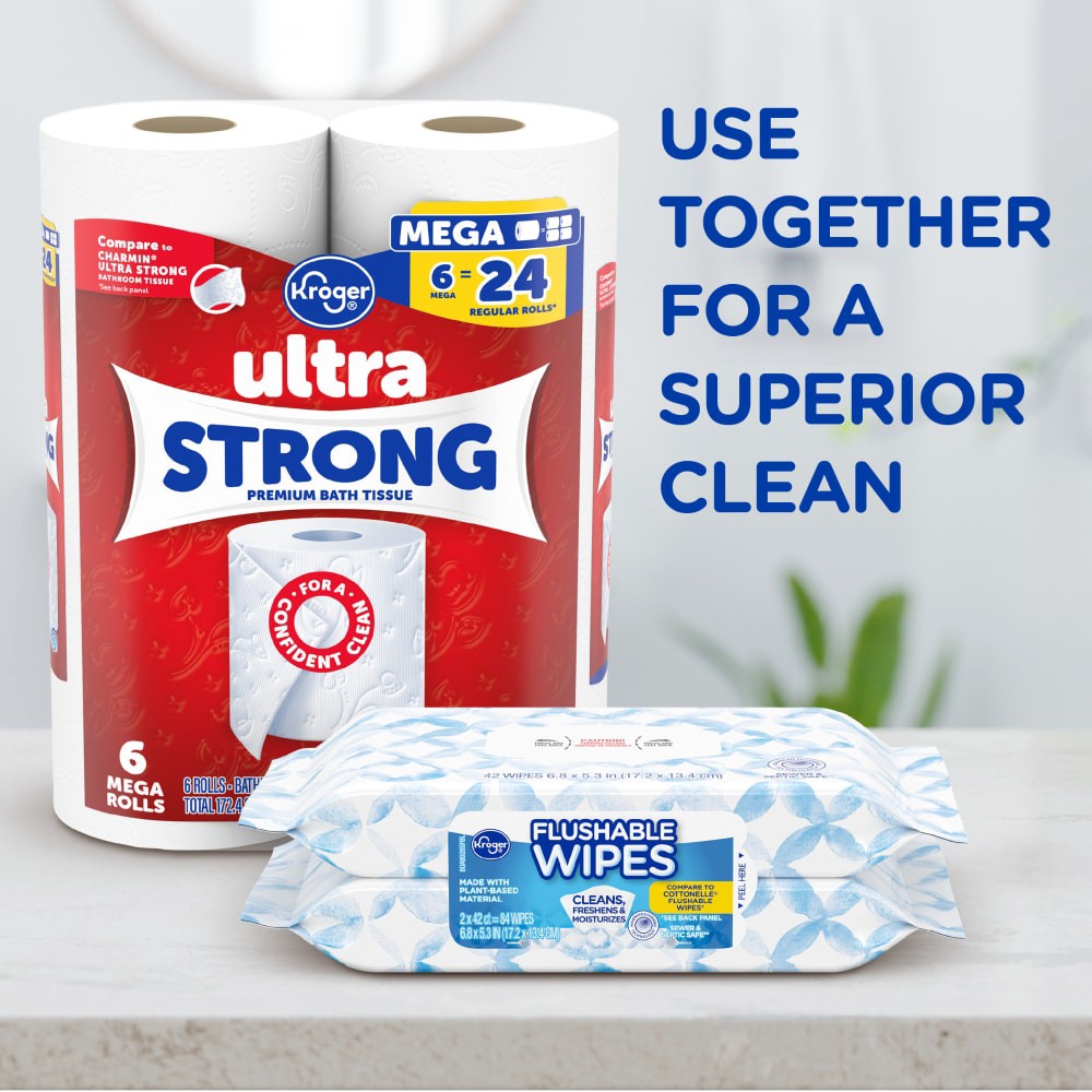 slide 3 of 4, Kroger Flushable Wipes (2 Pack), 2 ct / 84 ct