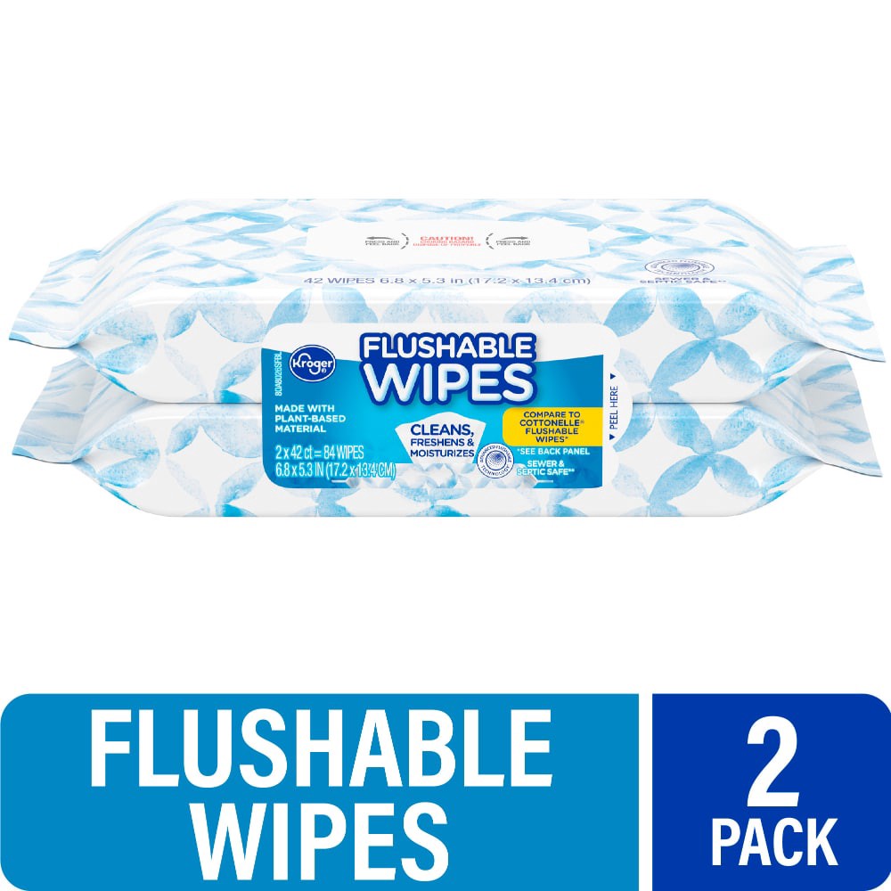 slide 2 of 4, Kroger Flushable Wipes (2 Pack), 2 ct / 84 ct