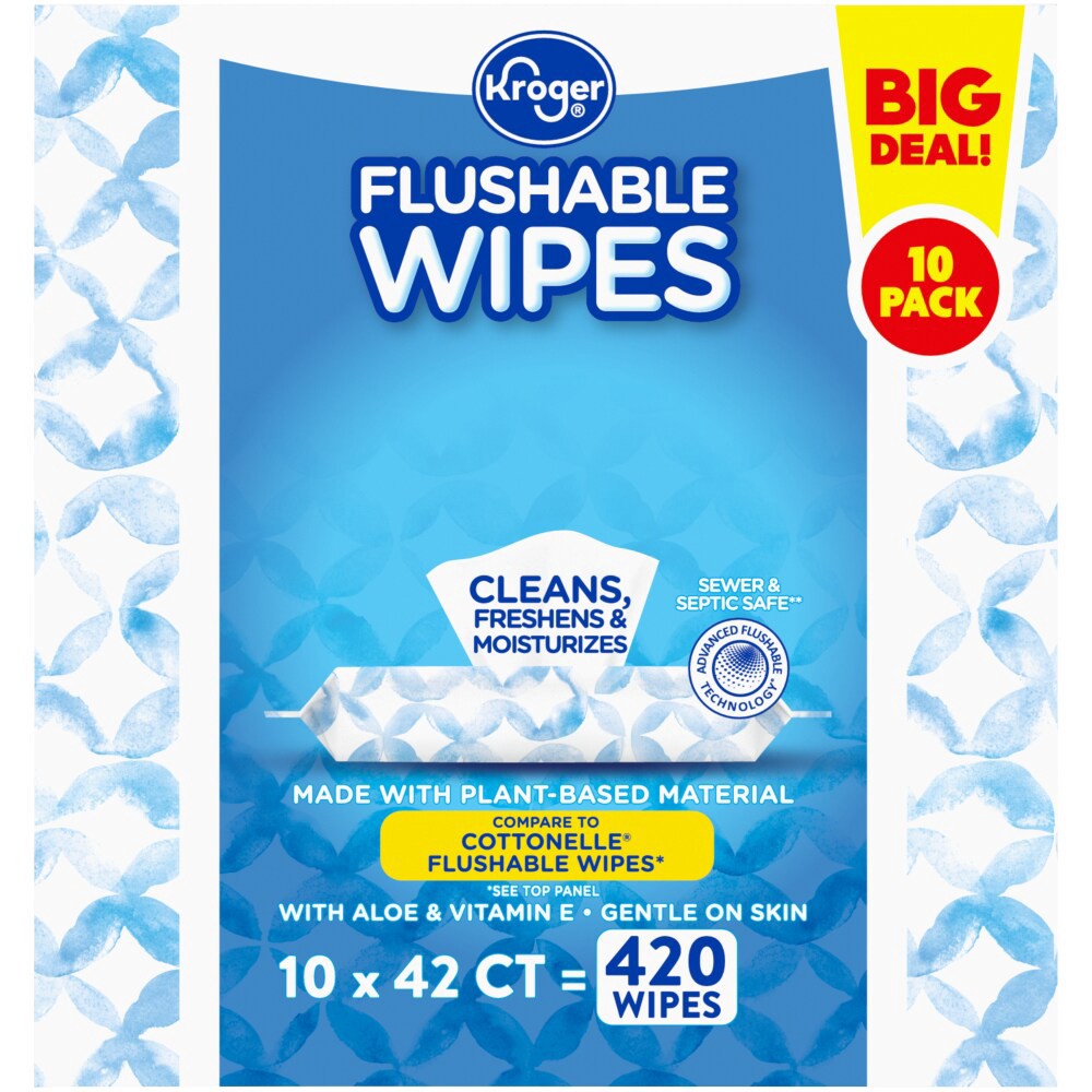 slide 8 of 10, Kroger Flushable Wipes, 10 ct; 42 ct