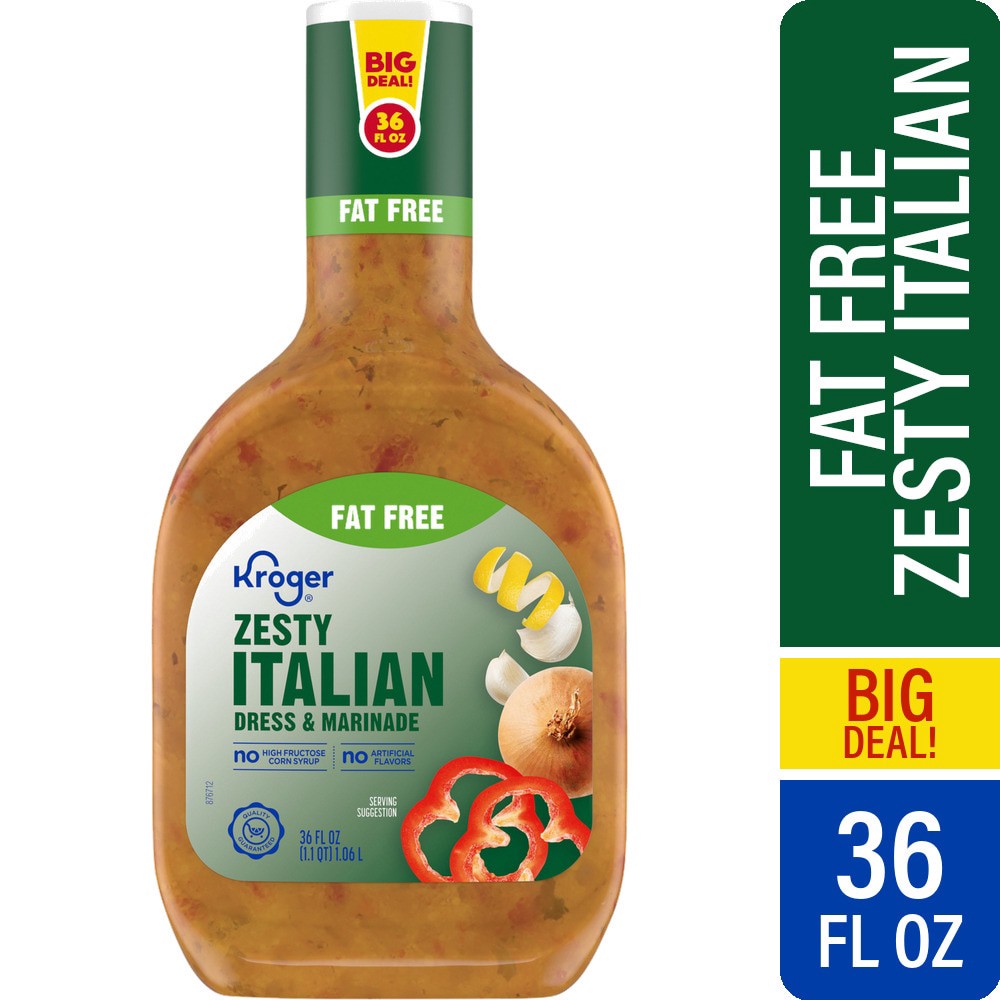 slide 5 of 6, Kroger Fat Free Zesty Italian Salad Dressing, 36 fl oz