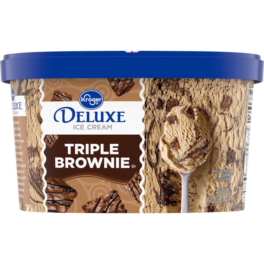 slide 5 of 5, Kroger Deluxe Triple Brownie Ice Cream, 48 fl oz