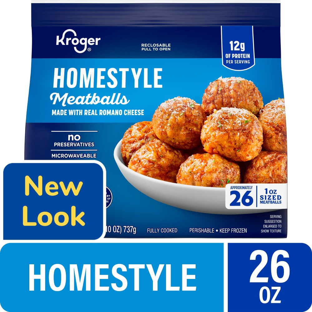 slide 2 of 2, Kroger Fully Cooked Homestyle Meatballs, 1 lb 10 oz