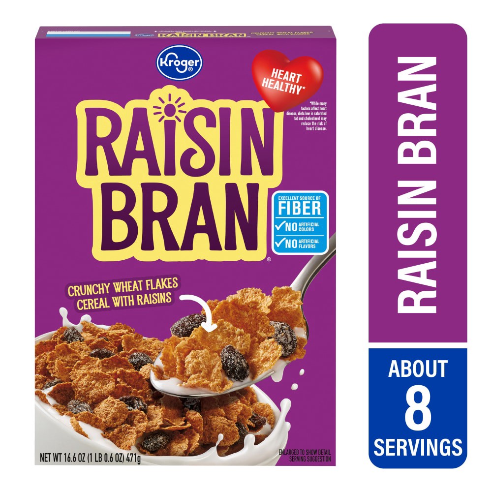 slide 2 of 3, Kroger Raisin Bran Cereal, 18.7 oz