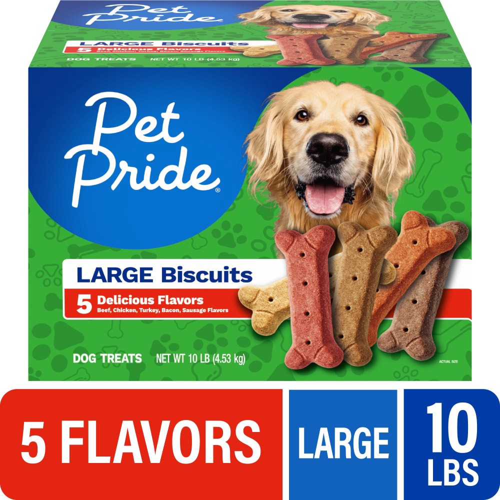 slide 3 of 3, Pet Pride 5 Meaty Flavors Large Dog Biscuits, 10 lb
