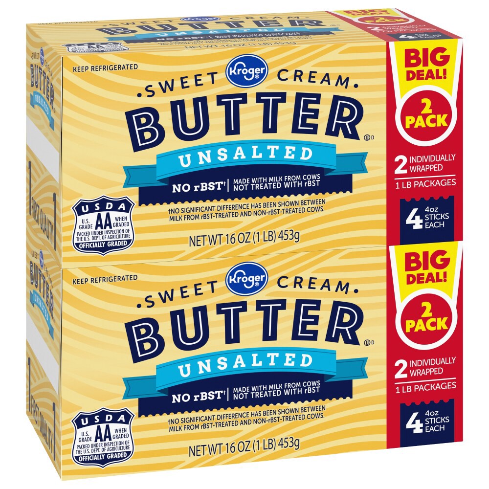 slide 3 of 5, Kroger Unsalted Butter Sticks, 8 ct; 32 oz