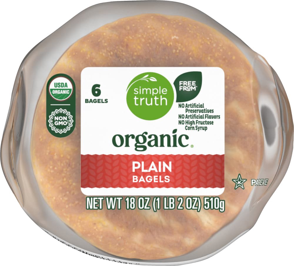 slide 4 of 4, Simply Truth Organic Plain Bagels, 6 ct; 18 oz