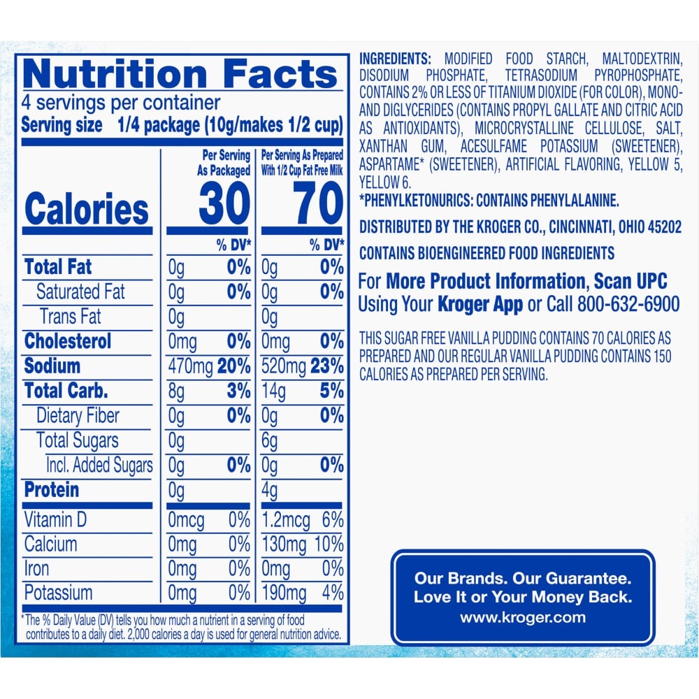 slide 2 of 2, Kroger Sugar Free Vanilla Instant Pudding, 1.34 oz