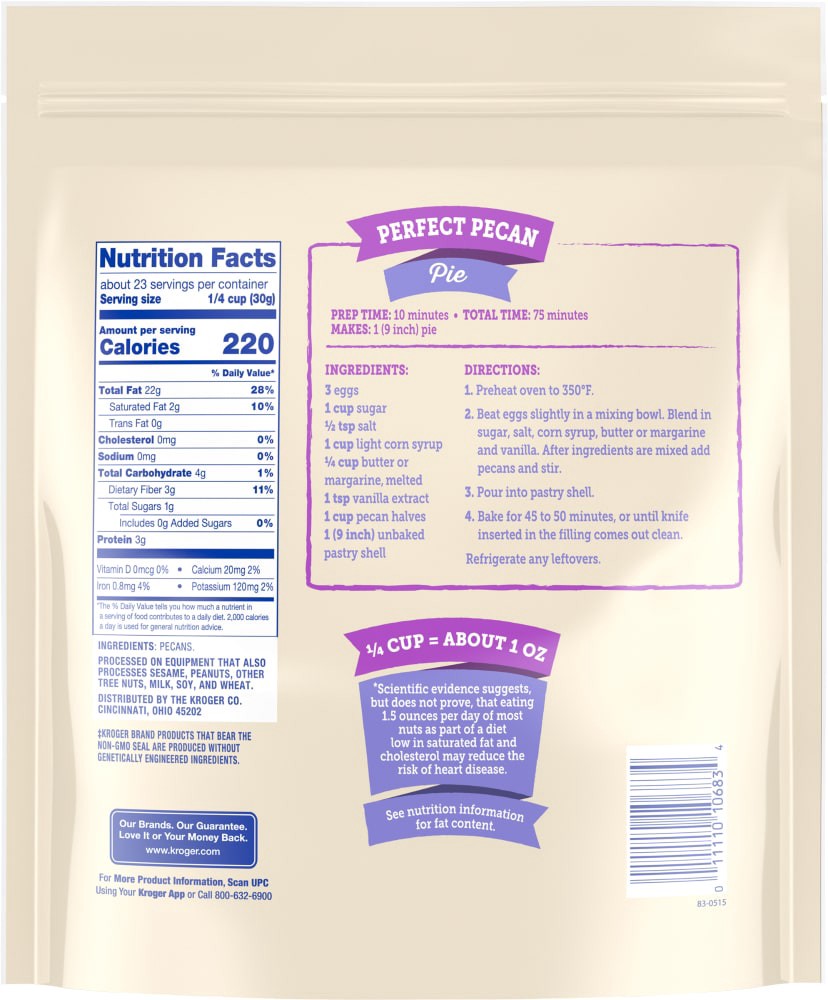 slide 2 of 2, Kroger Pecan Halves, 24 oz