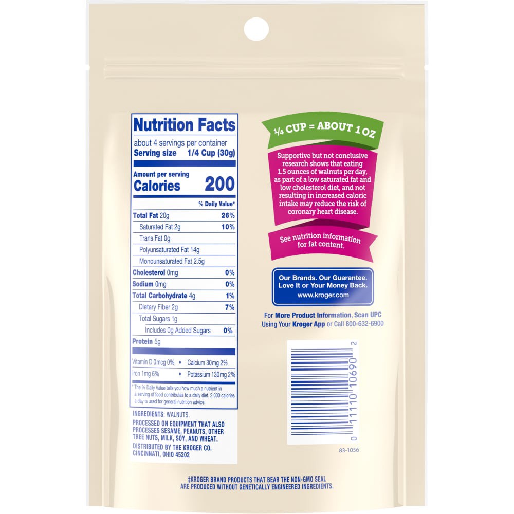 slide 2 of 2, Kroger Walnut Pieces, 4 oz
