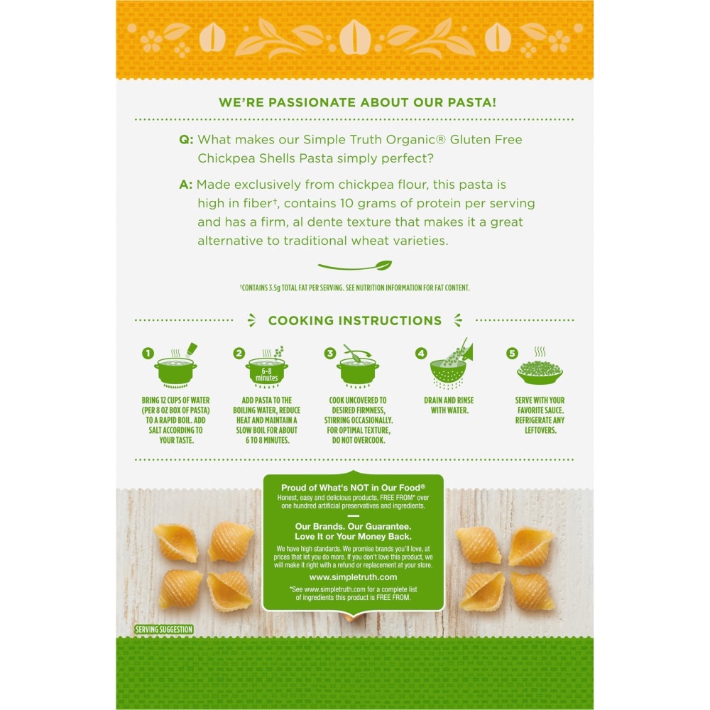 slide 2 of 6, Simple Truth Organic Gluten Free Chickpea Shells Pasta, 8 oz