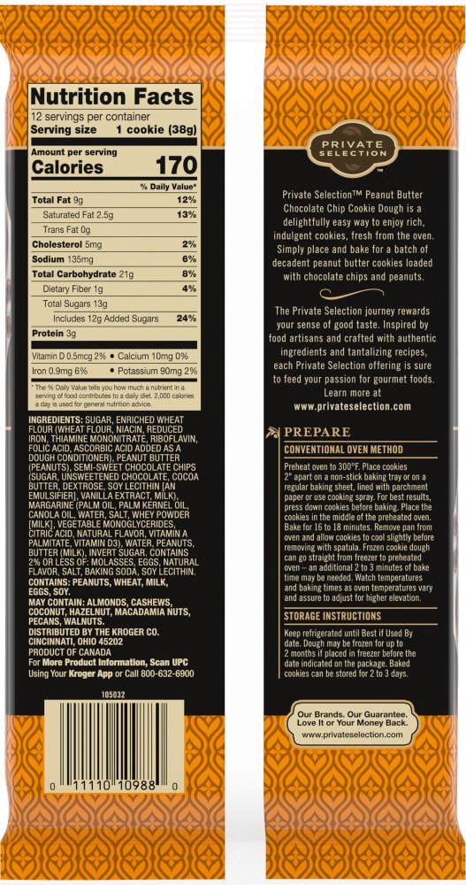 slide 2 of 2, Private Selection Peanut Butter Chocolate Chip Cookie Dough, 16 oz