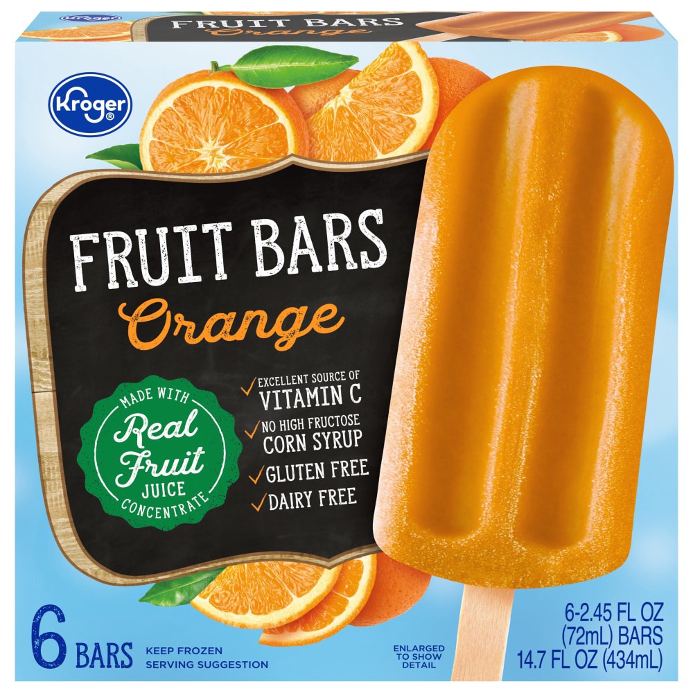 slide 2 of 2, Kroger Orange Frozen Fruit Bars, 6 ct; 2.45 fl oz