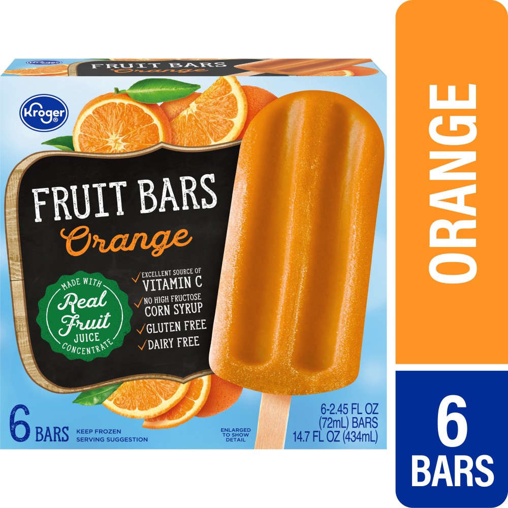slide 2 of 6, Kroger Orange Frozen Fruit Bars, 6 ct; 2.45 fl oz
