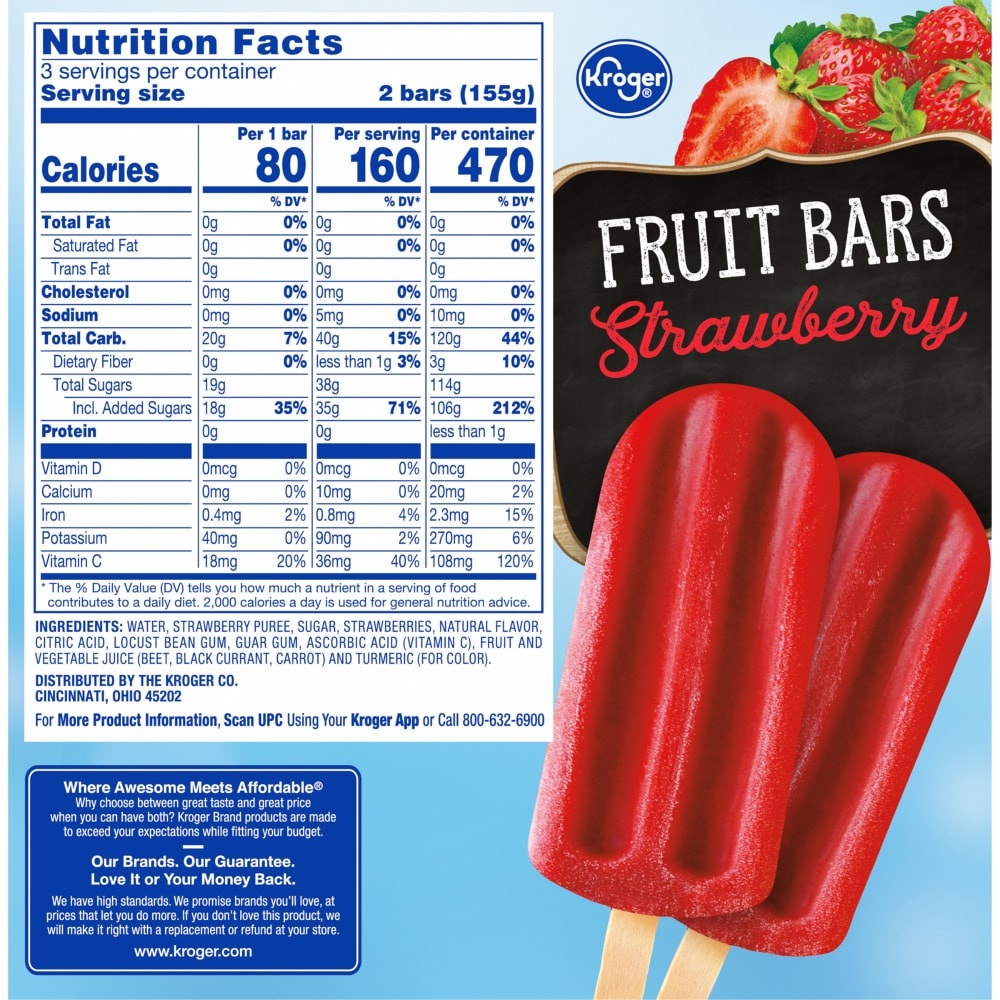 slide 1 of 2, Strawberry Frozen Fruit Bars, 6 / 2.45 fl oz