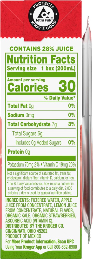 slide 4 of 4, Simple Truth Strawberry & Kale Kids Juice Boxes, 8 ct