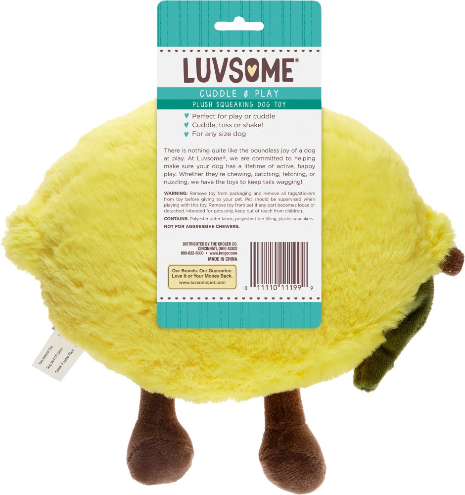 slide 2 of 2, Luvsome Lemon With Legs Plush Dog Toy, 1 ct