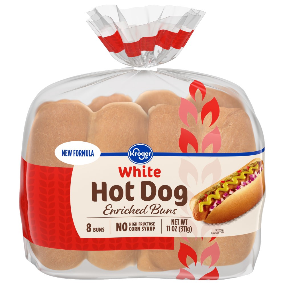 slide 2 of 2, Kroger White Hot Dog Enriched Buns, 8 ct