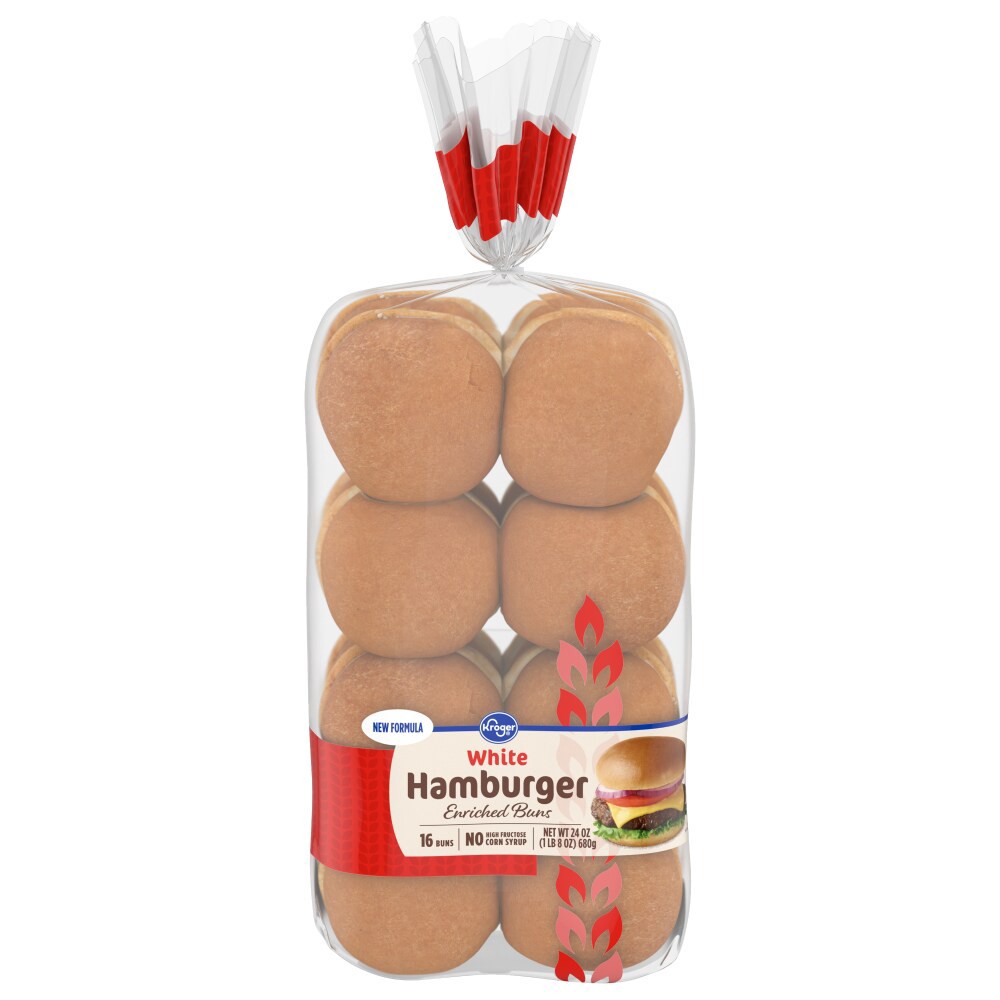 slide 2 of 2, Kroger White Hamburger Enriched Buns, 16 ct