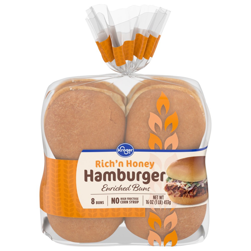 slide 2 of 3, Rich N Honey Enriched Hamburger Buns, 8 ct
