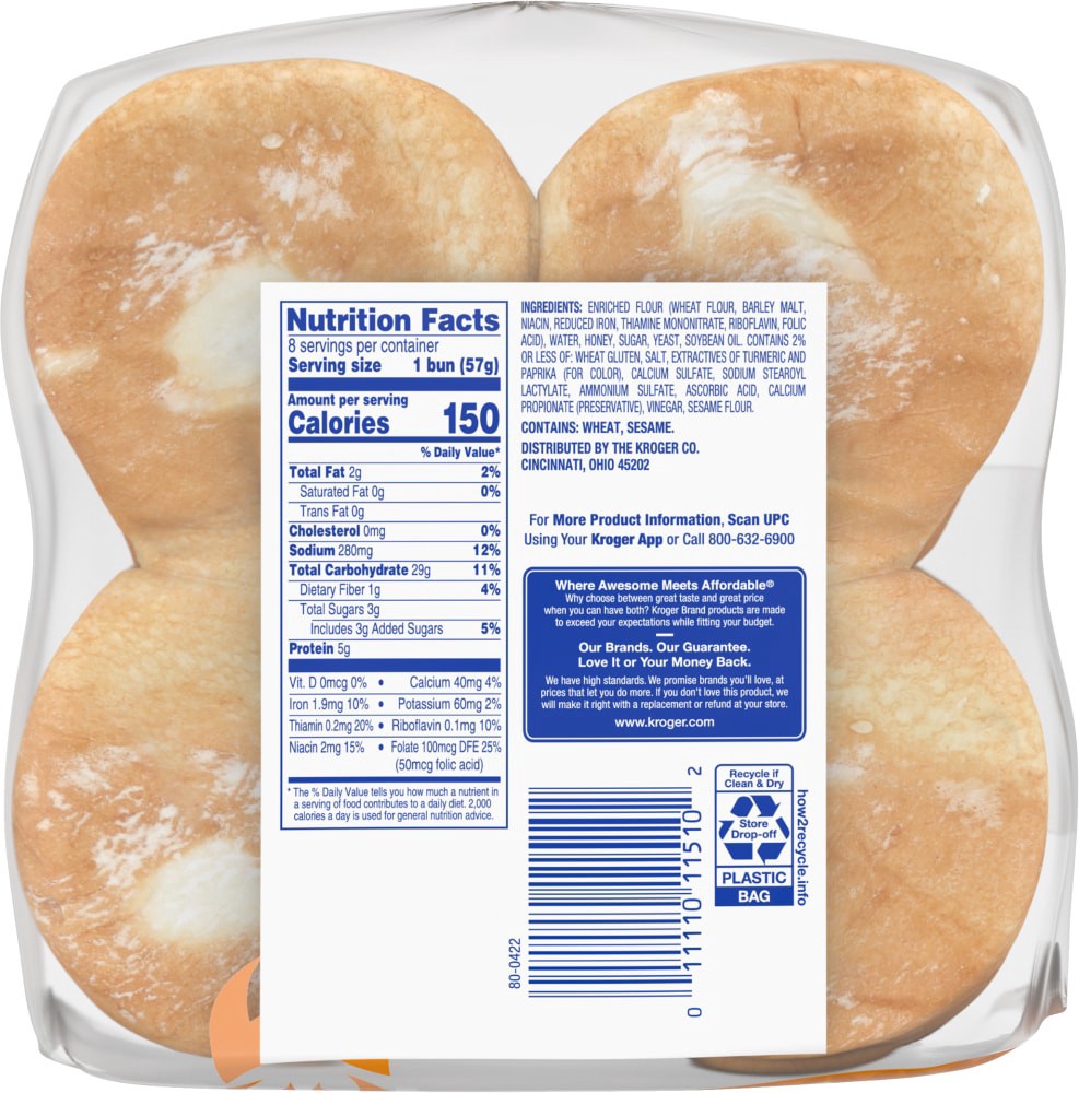 slide 3 of 3, Rich N Honey Enriched Hamburger Buns, 8 ct
