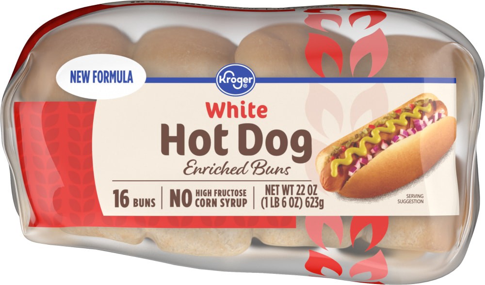 slide 2 of 2, Kroger White Hot Dog Enriched Buns, 16 ct