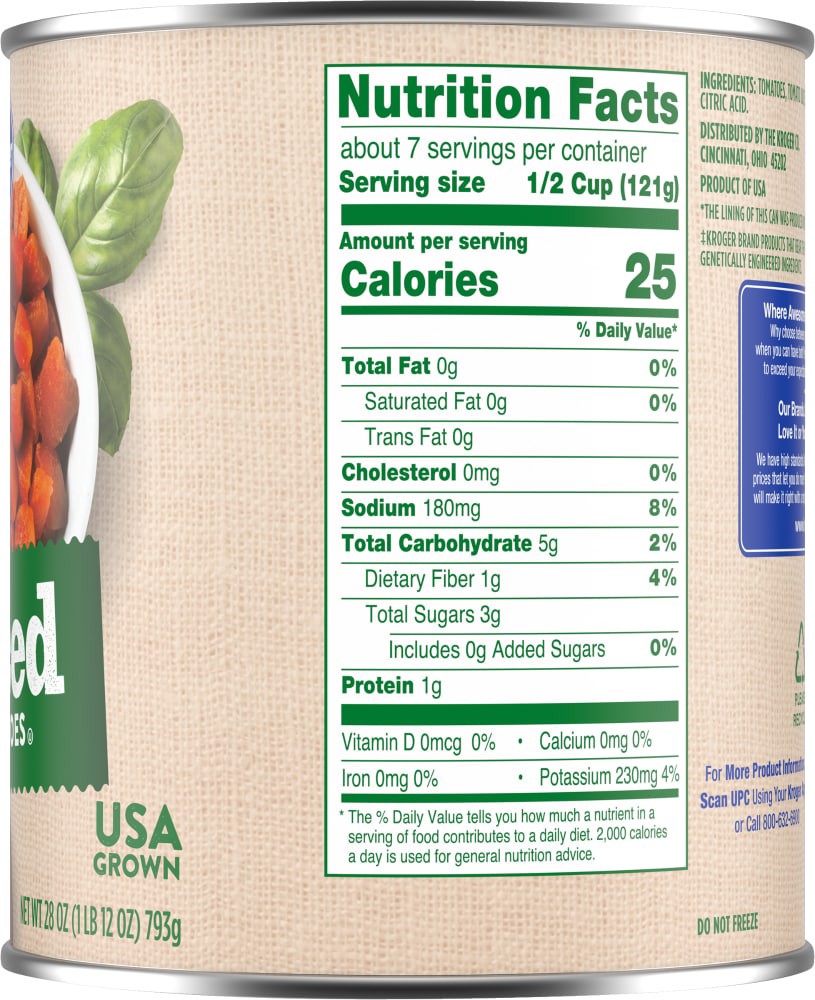 slide 3 of 4, Kroger Tomatoes Diced, 28 oz