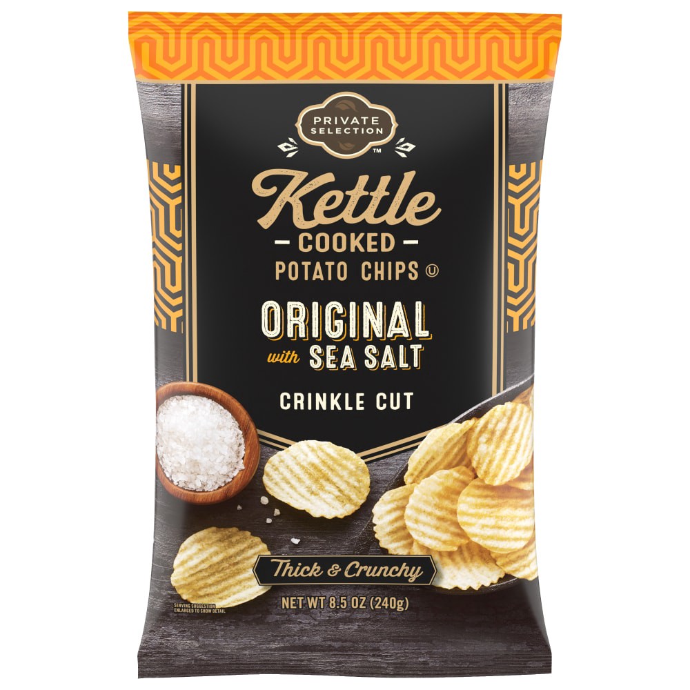 slide 2 of 2, Private Selection Original Sea Salt Crinkle Cut Kettle Chips, 8.5 oz
