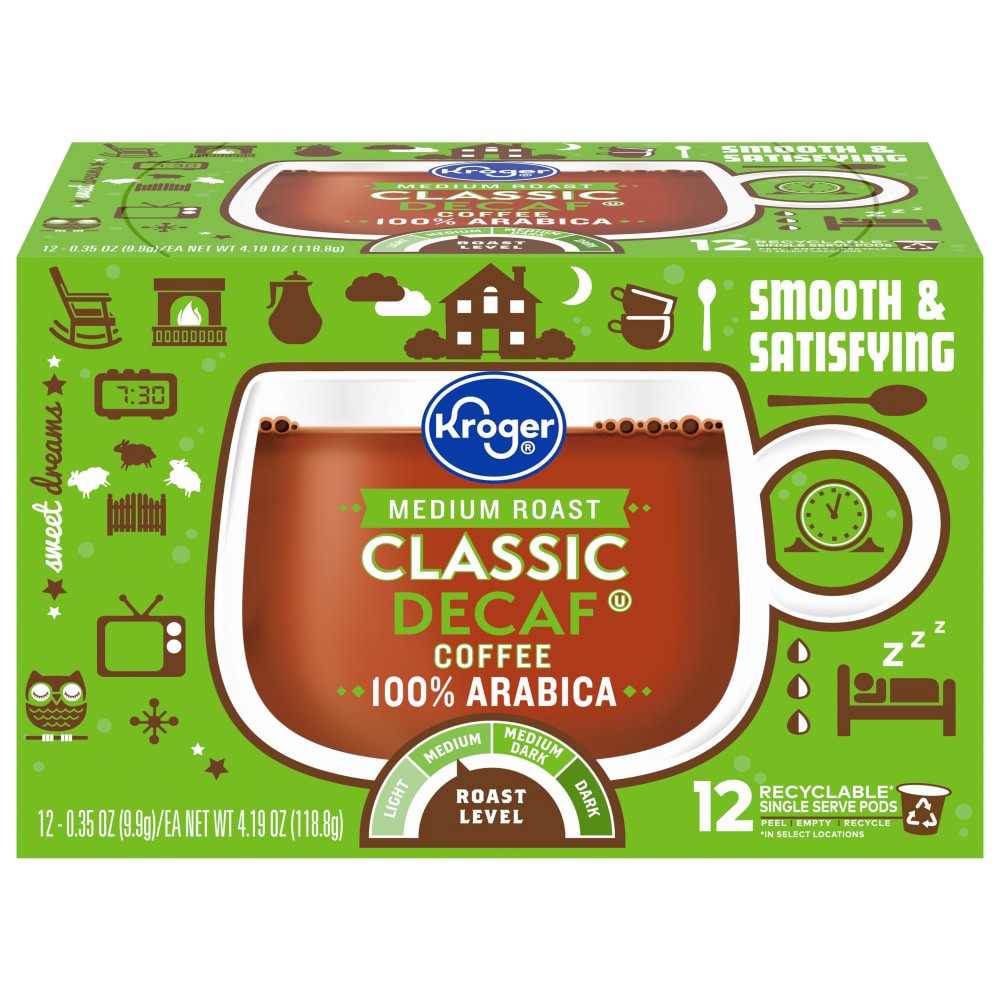 slide 2 of 2, Kroger Classic Decaf Medium Roast Coffee Pods - 12 ct, 12 ct