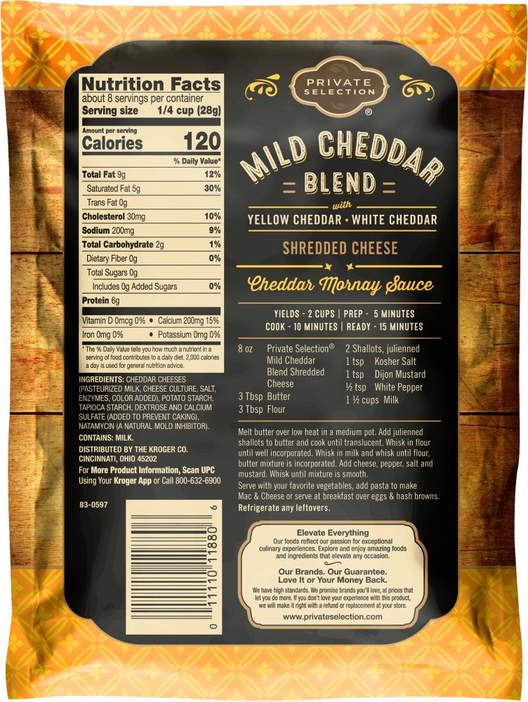 slide 2 of 2, Private Selection Mild Triple Cheddar Blend Shredded Cheese, 8 oz