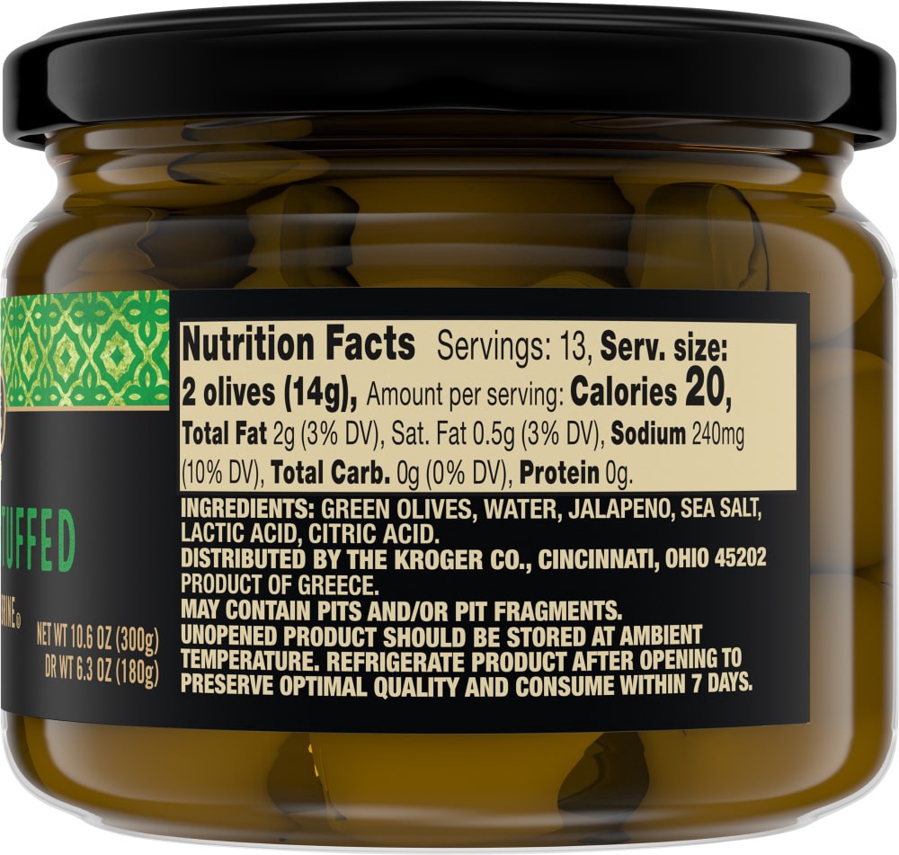 slide 2 of 3, Private Selection Jalapeno Stuffed Green Olives, 10.6 oz