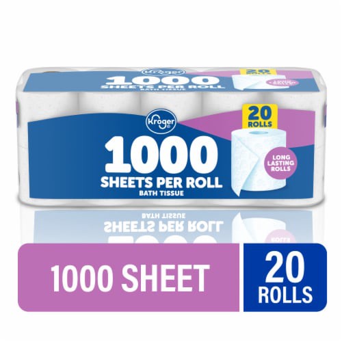 slide 1 of 3, Kroger® 1000 Sheets per Roll Toilet Paper, 20 ct