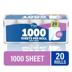 Kroger 1000 Sheets Bath Tissue, 20 rolls