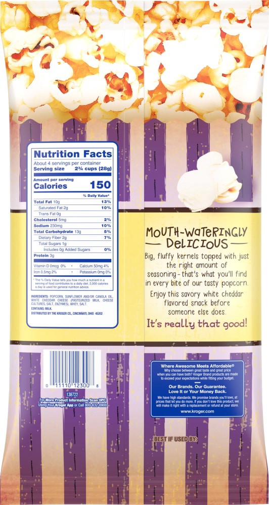 slide 2 of 2, Kroger White Cheddar Popcorn, 4 oz