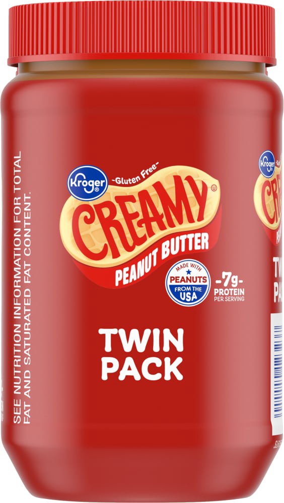 slide 3 of 4, Kroger Twin Pack Creamy Peanut Butter, 2 ct; 40 oz