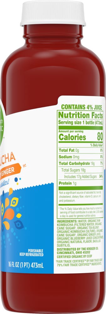 slide 5 of 5, Simple Truth Organic Blueberry Ginger Kombucha - 16 fl oz, 16 fl oz